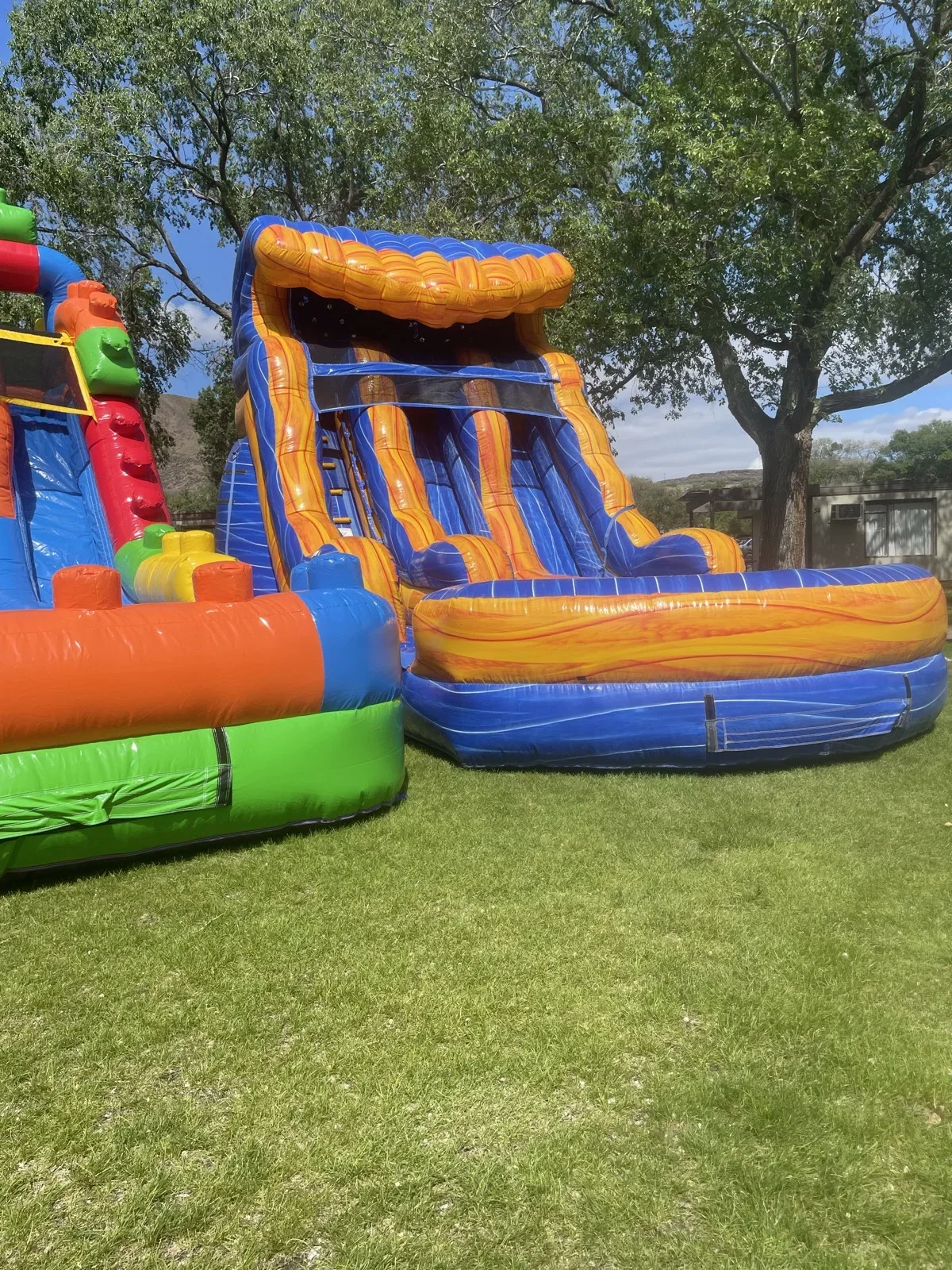 Brightly colored slides