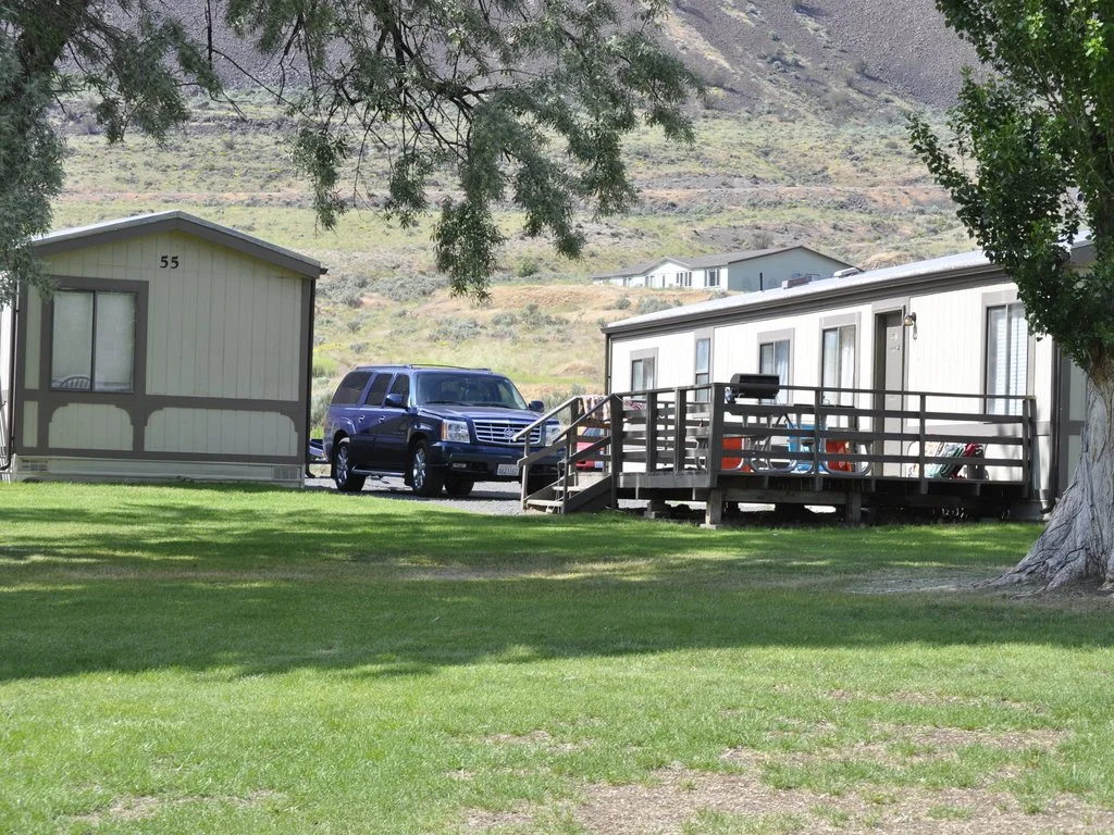 Mobile home with deck