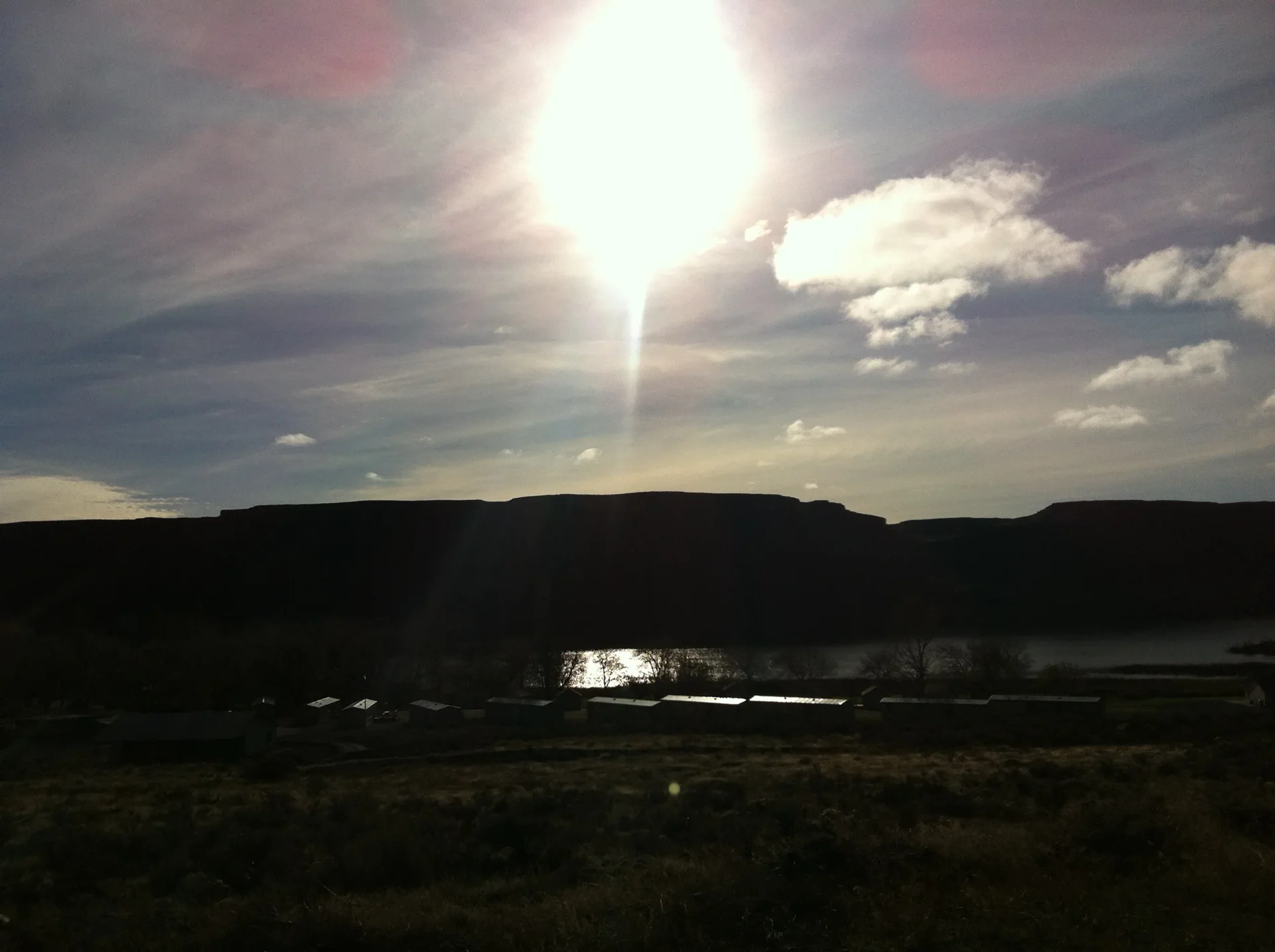 Sun above the coulee wall