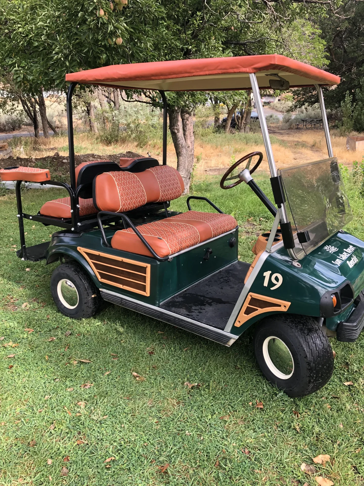 Green and orange 4 person cart for rent